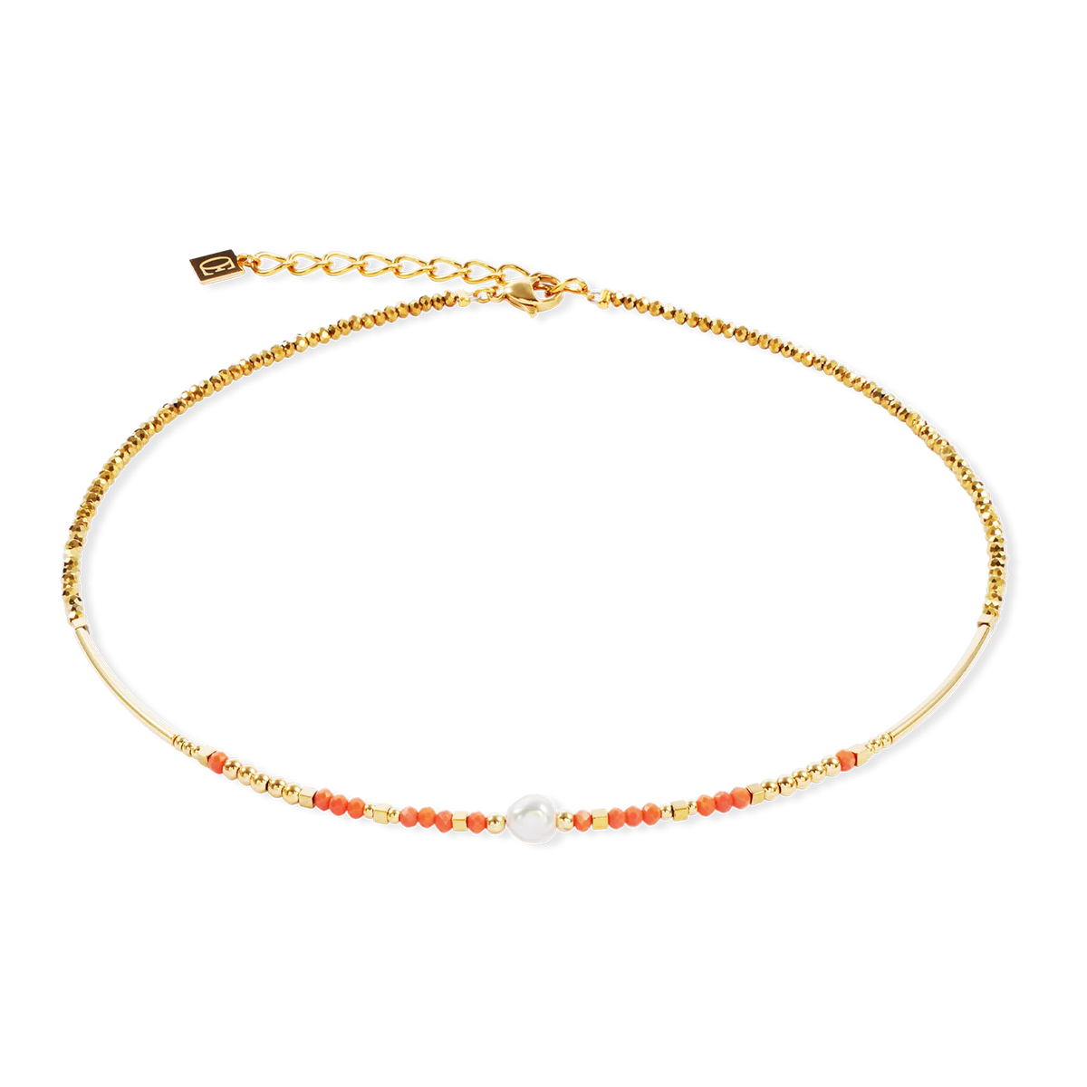Coeur-de-Lion Sunset Pearl gold-coral necklace