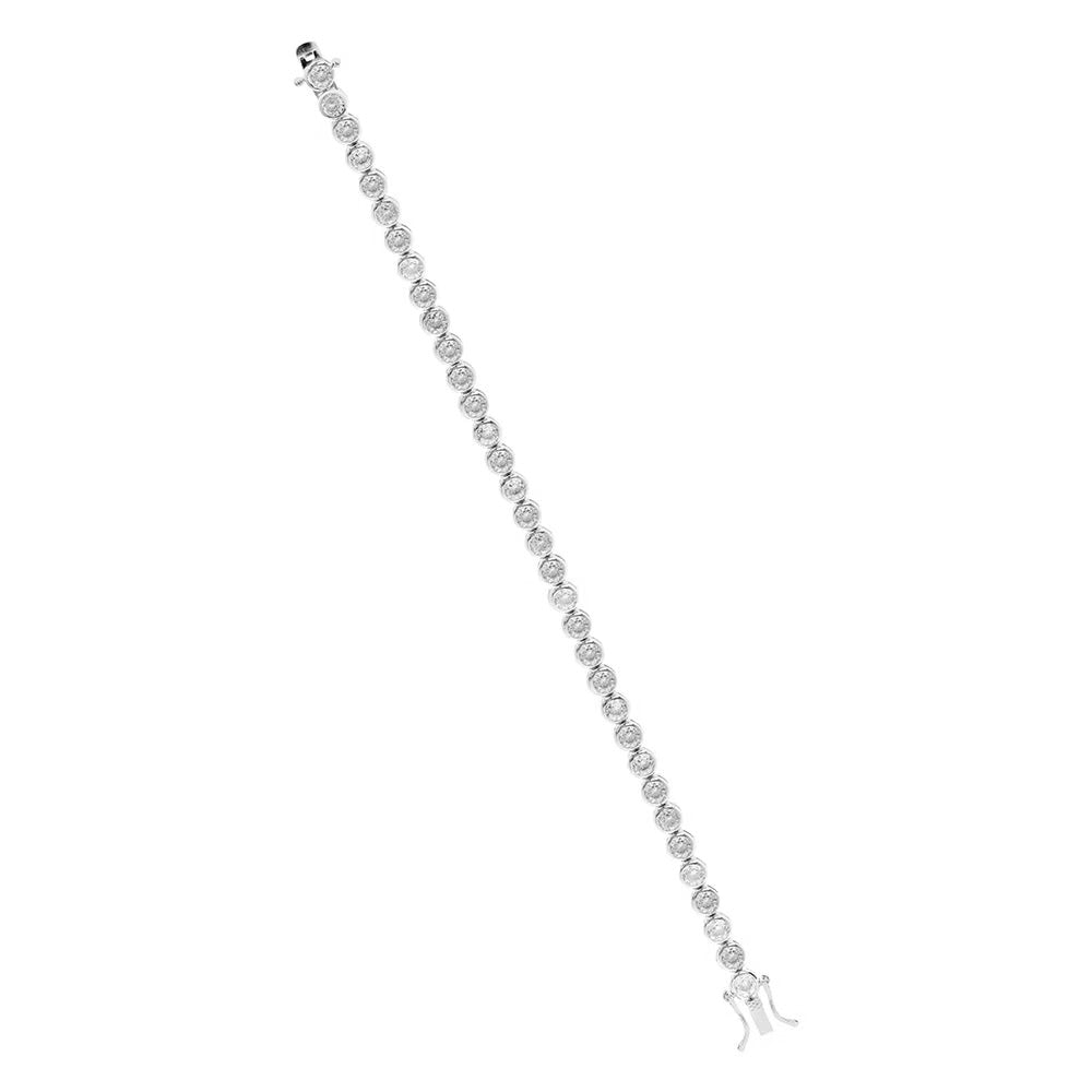 Silver rub over white CZ tennis bracelet