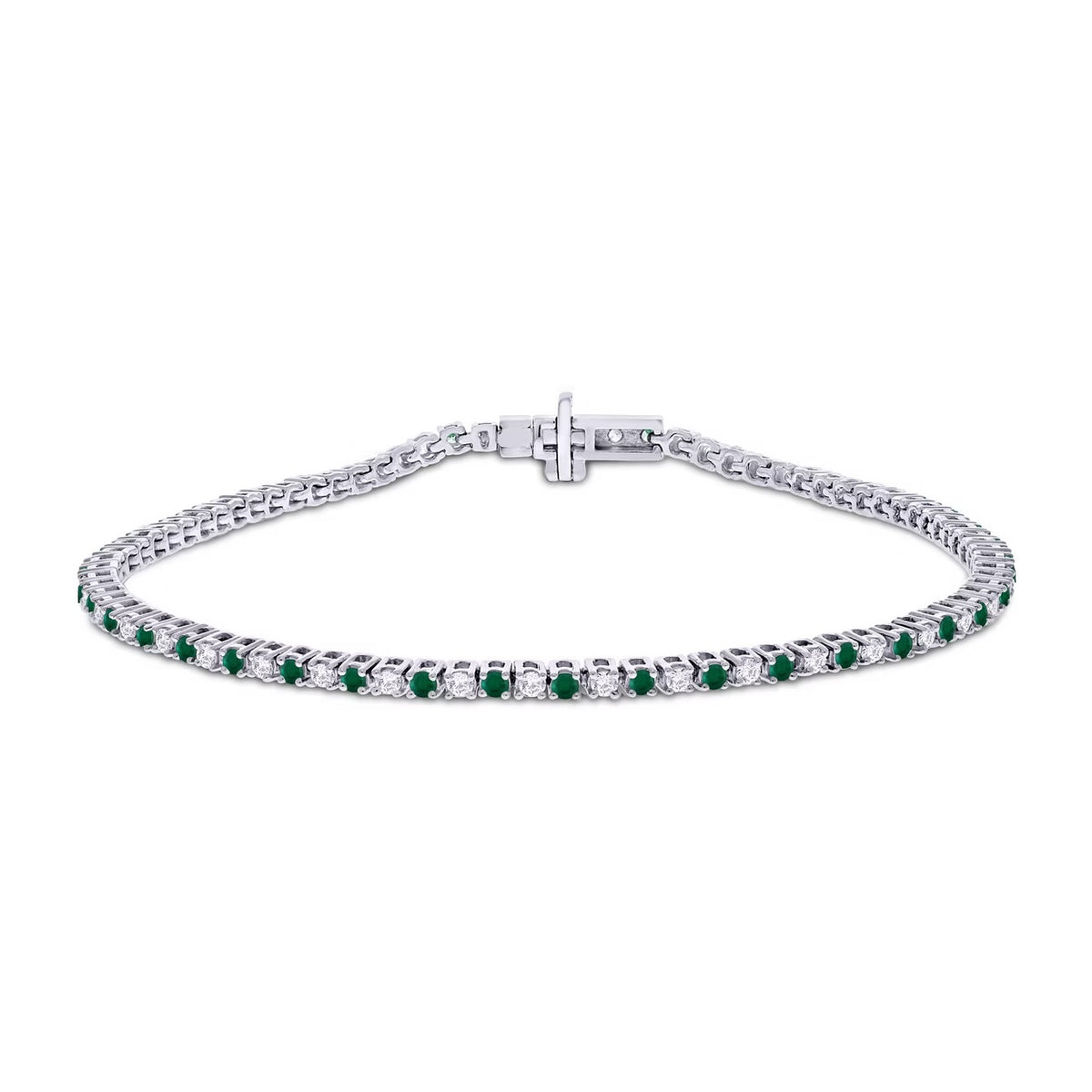 9ct wg Diamond & Emerald Tennis Bracelet