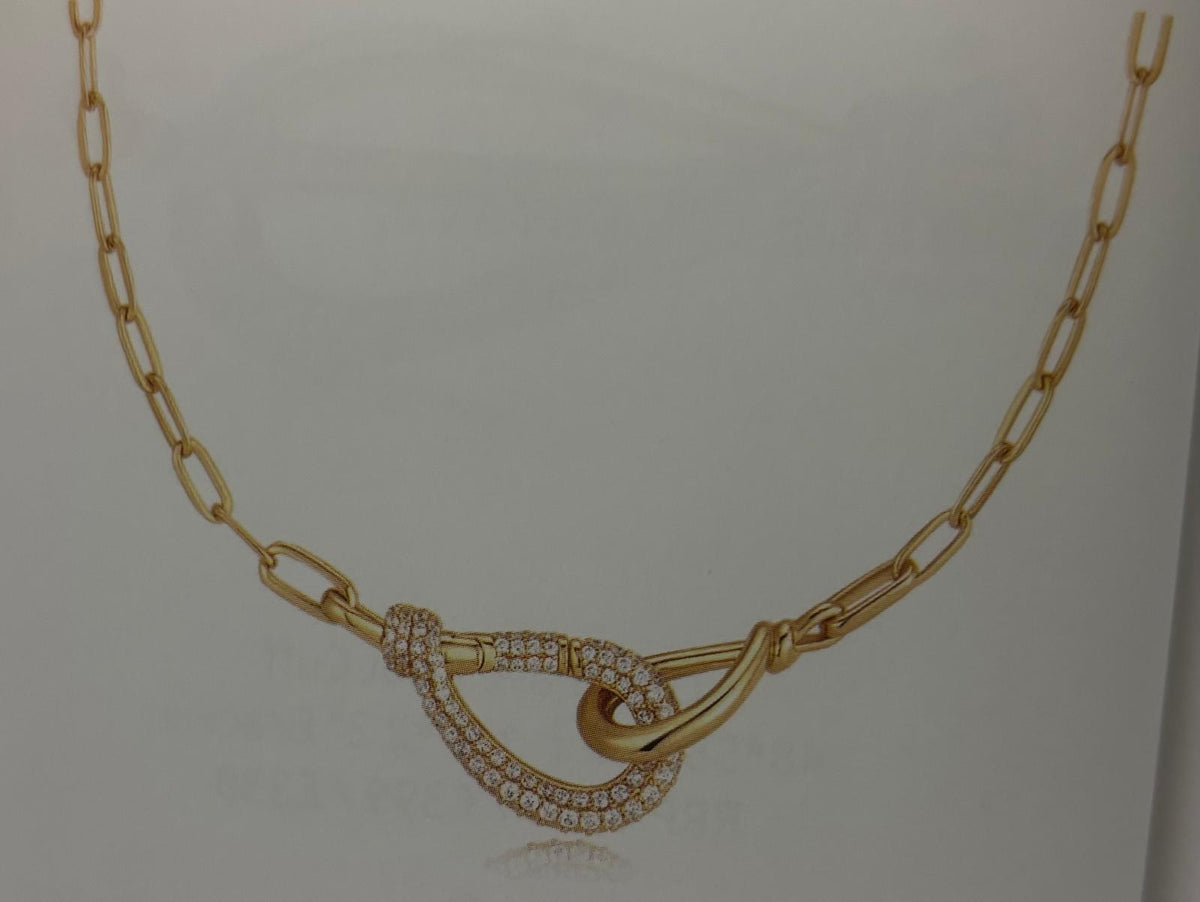 Ania Haie N077-05g Gold Interlocked Pave & Polished Knot Necklace