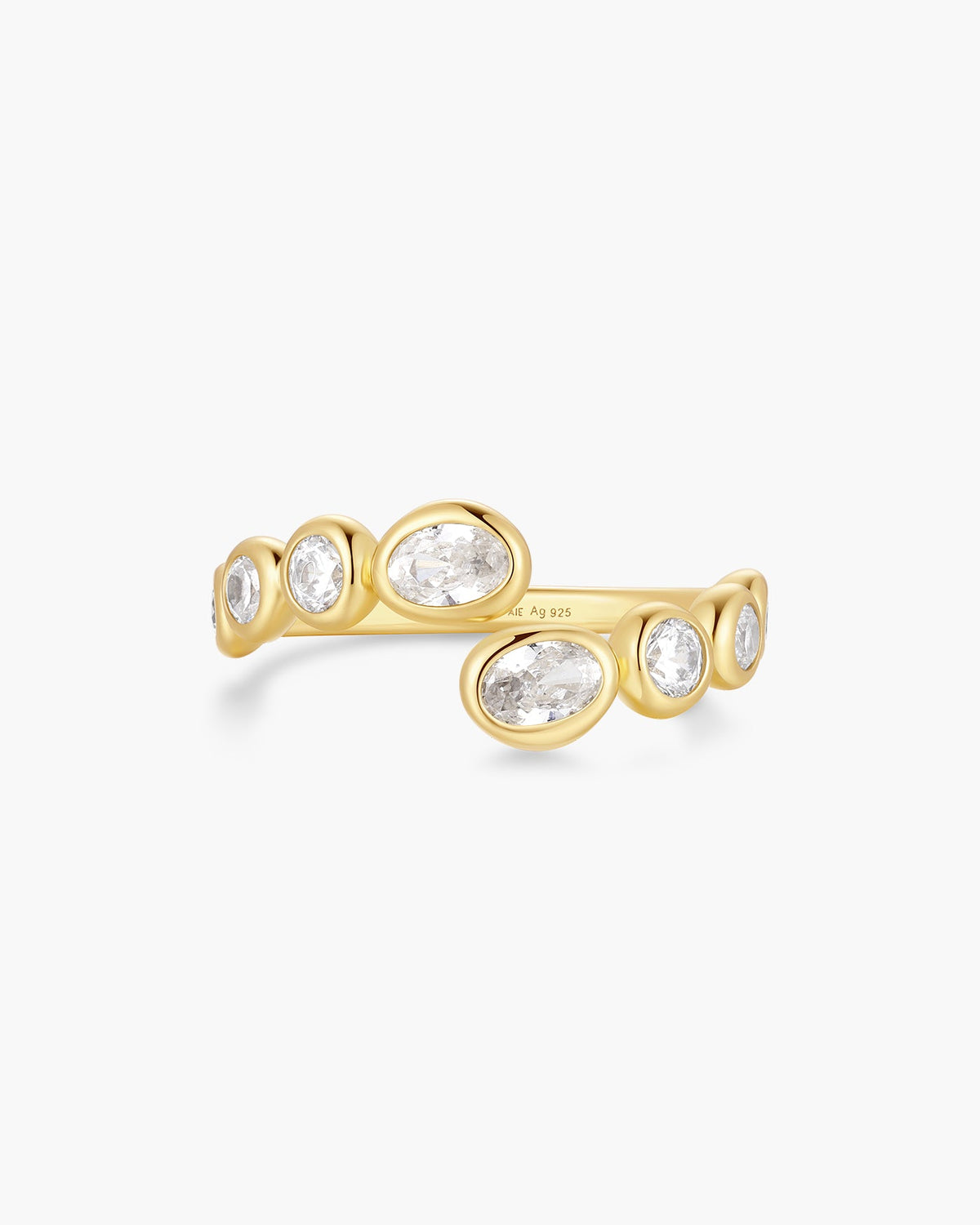 Ania Haie R076-01G Gold Organic Pebble Spiral Bezel Adjustable Ring