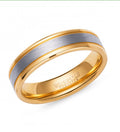UNIQUE & CO TUR-166 Tungsten Carbide 6mm Flat Court Two Tone Ring
