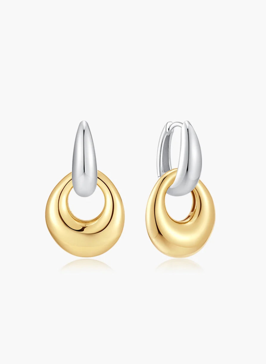 Ania Haie E076-20T Two-Tone Hollow Organic Pebble Drop Earrings