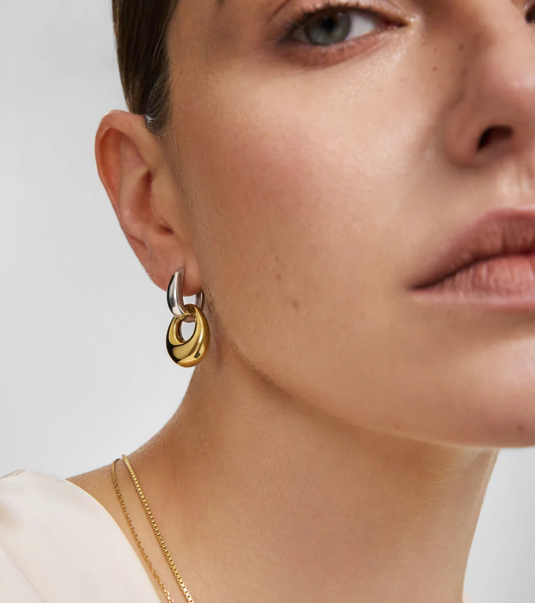 Ania Haie E076-20T Two-Tone Hollow Organic Pebble Drop Earrings