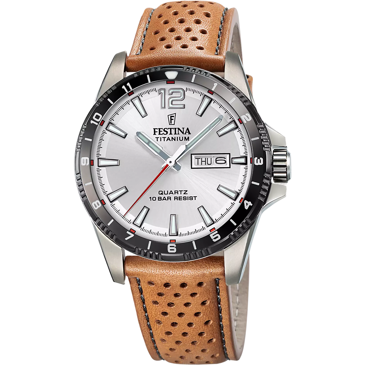 Festina F20699/1 Titanium Men’s Watch with brown leather strap