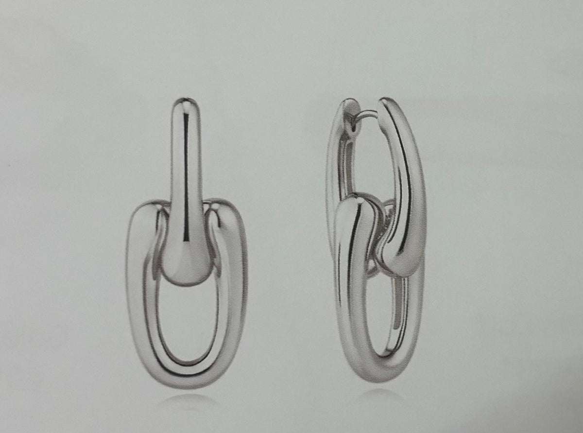 Ania Haie E078-15h Silver Sculptural Interlocking Huggie Hoop Earrings